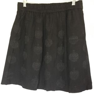 LOFT Black Medallion Skirt With Pockets, Medium